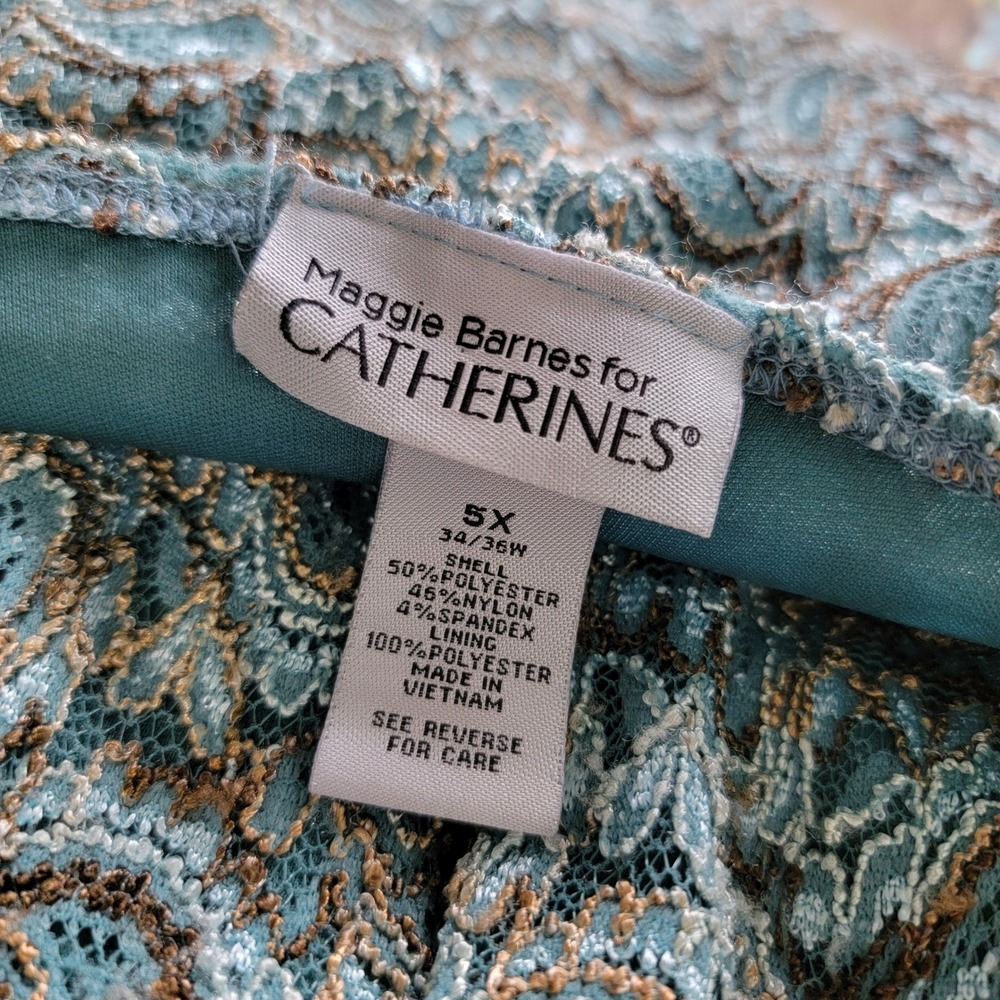 Maggie Barnes for‎ Catherines 5X Turquoise Paisley Lace Overlay Tunic Top - Picture 5 of 7